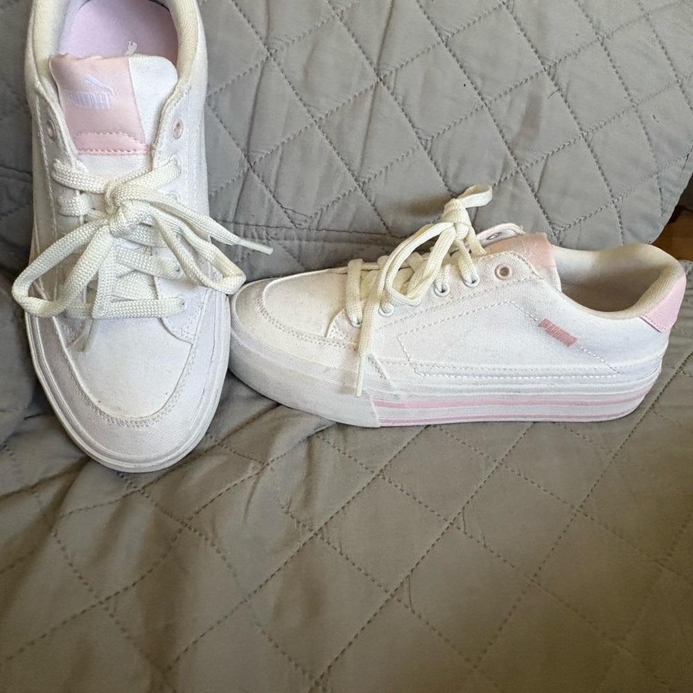 White and Pink Sneakers